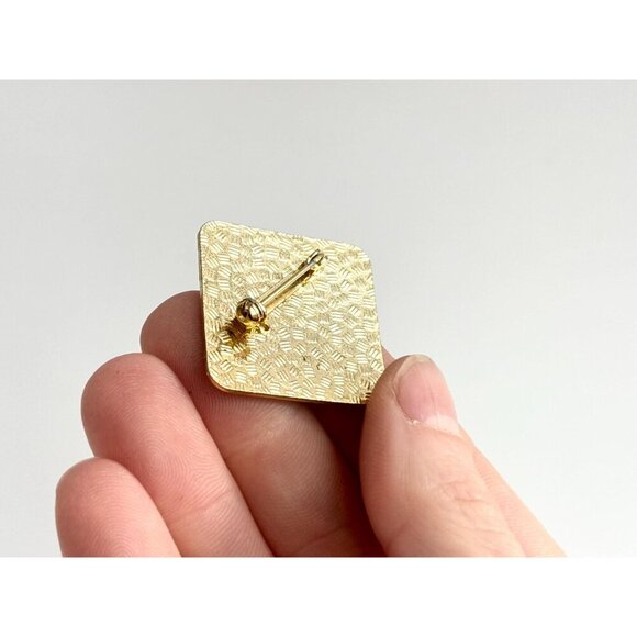 Enameled Pink & Orange Gold Toned Floral Vintage Costume Jewelry Brooch - Picture 7 of 8